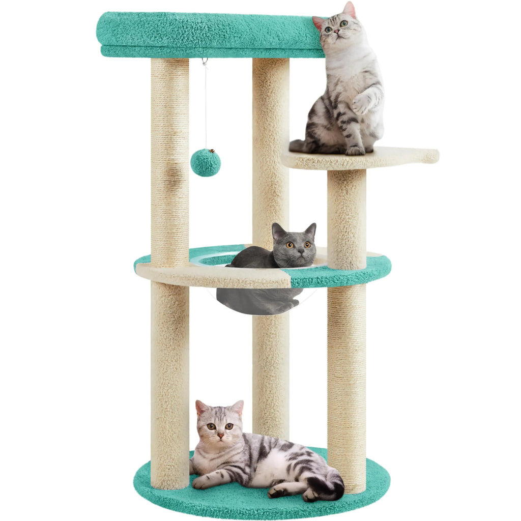 Yaheetech Cat Tree 35.5in Cat Tower for Indoor Cats Cat House with Scratching Posts & Padded Perch & Space Capsule Cute Cat Tree Cat Furniture for Kittens Indigo/Beige