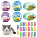6 Pcs Cat Spring Balls Retractable Cat Spring Toys with 20 Pcs Coil Springs for Indoor Cats Interactive Cat Toys Rolling Cat Balls Colorful Durable Plastic Spring Rings Kitten Cat Pet Supplies