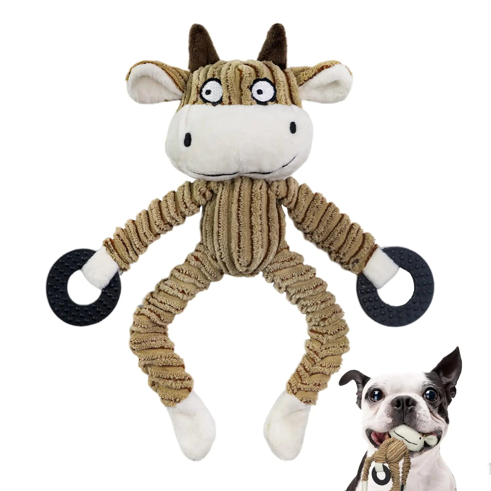 HGB Squeaky Puppy Toys Plush Puppy Chew Toys for Teething Dog Toys for Small Dogs Small Dog Toys for Small Breed Cute Interactive Cow Dog Toys for Pet Training and Entertaining